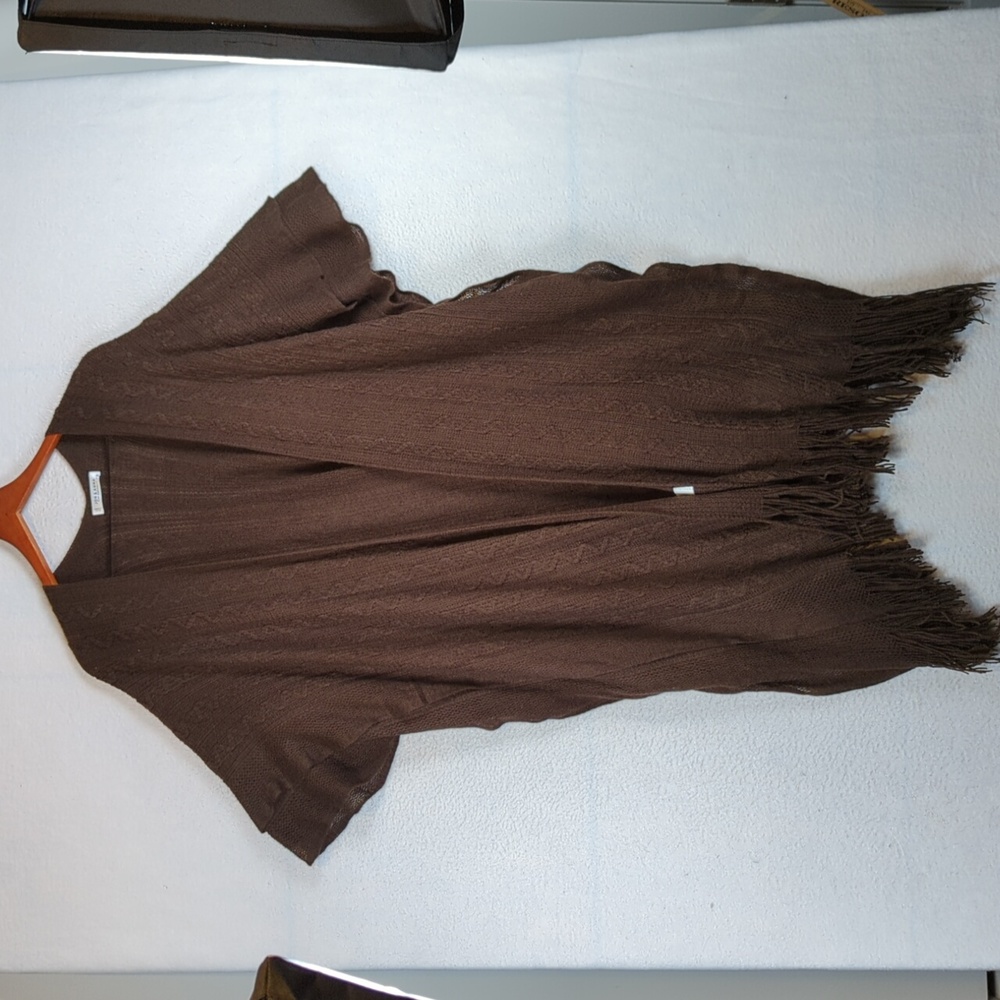 Jon & Anna Brown Fringe‎ Acrylic Contemporary Open Cardigan One Size